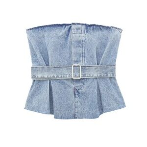 Denim Corset Top with Belt